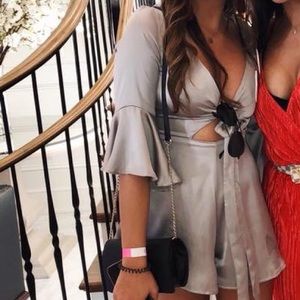 Silver silk romper